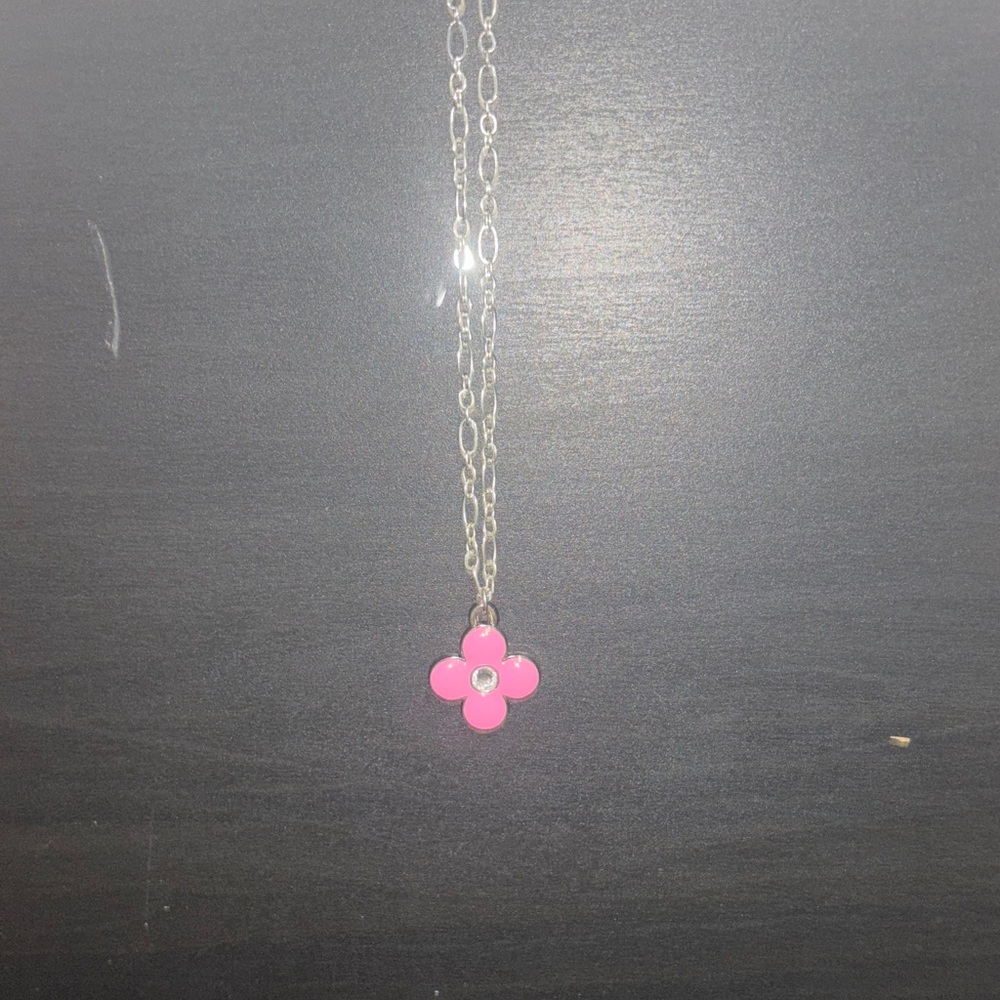 EUC Coach Pink Floral Pendant Necklace